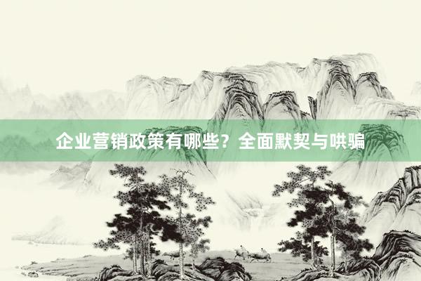 企业营销政策有哪些？全面默契与哄骗